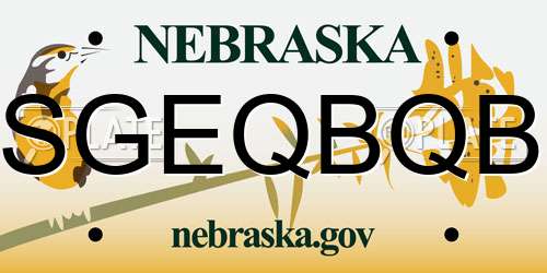 SGEQBQB Nebraska License Plate