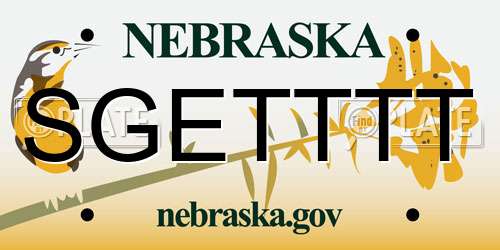 SGETTTT Nebraska License Plate