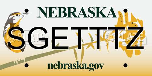 SGETTTZ Nebraska License Plate