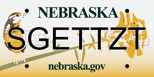 SGETTZT Nebraska License Plate