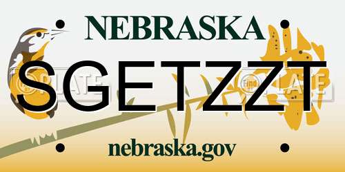 SGETZZT Nebraska License Plate