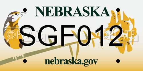 SGF012 Nebraska License Plate