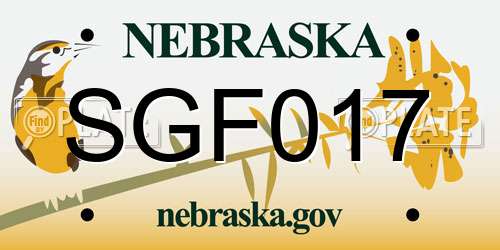 SGF017 Nebraska License Plate