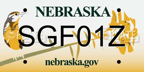 SGF01Z Nebraska License Plate