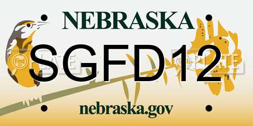 SGFD12 Nebraska License Plate