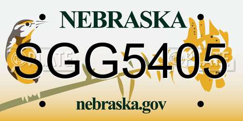 SGG5405 Nebraska License Plate