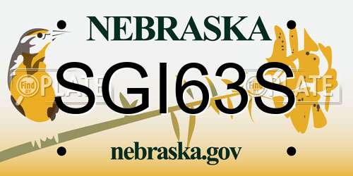 SGI63S Nebraska License Plate