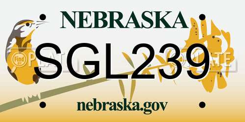 SGL239 Nebraska License Plate