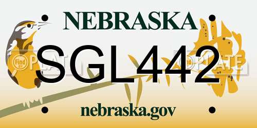 SGL442 Nebraska License Plate