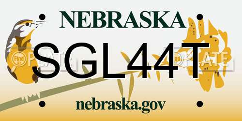 SGL44T Nebraska License Plate