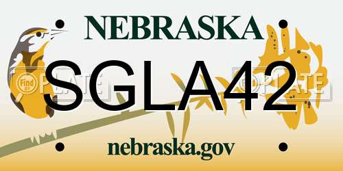 SGLA42 Nebraska License Plate