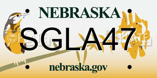 SGLA47 Nebraska License Plate