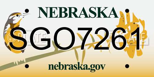 SGO7261 Nebraska License Plate