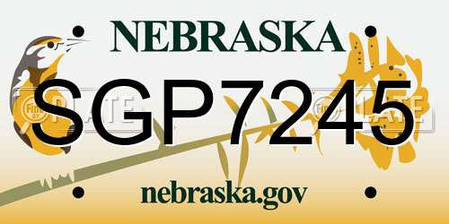 SGP7245 Nebraska License Plate
