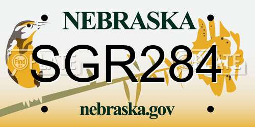 SGR284 Nebraska License Plate