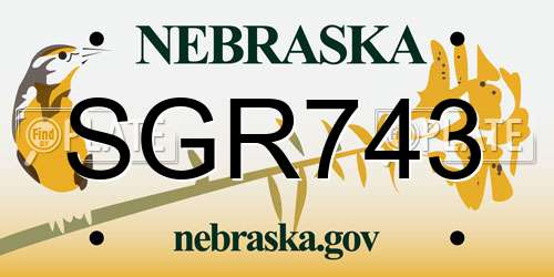 SGR743 Nebraska License Plate
