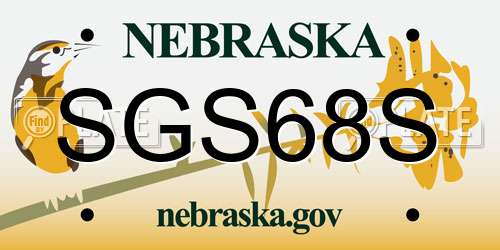 SGS68S Nebraska License Plate