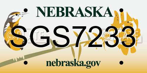 SGS7233 Nebraska License Plate