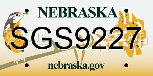 SGS9227 Nebraska License Plate