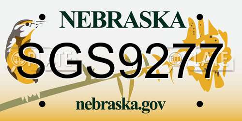 SGS9277 Nebraska License Plate