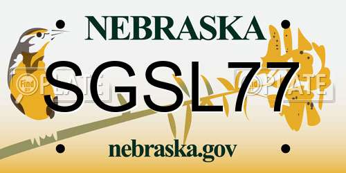 SGSL77 Nebraska License Plate