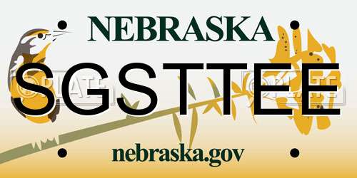 SGSTTEE Nebraska License Plate