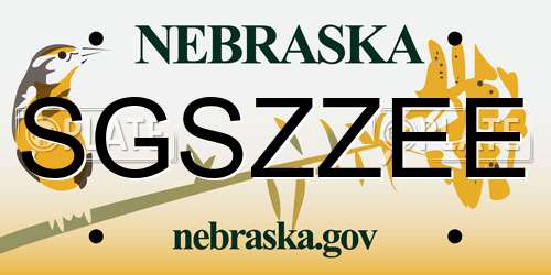 SGSZZEE Nebraska License Plate