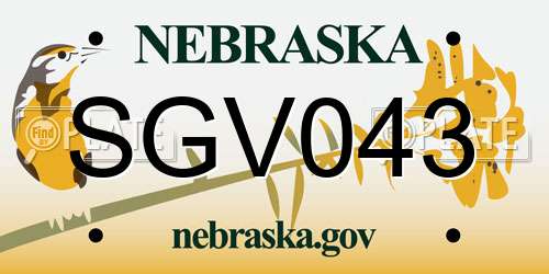 SGV043 Nebraska License Plate