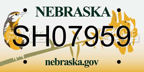 SH07959 Nebraska License Plate