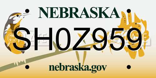 SH0Z959 Nebraska License Plate