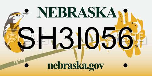 SH3I056 Nebraska License Plate