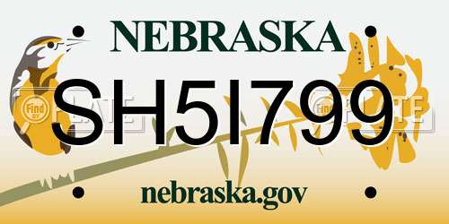 SH5I799 Nebraska License Plate