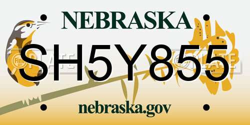 SH5Y855 Nebraska License Plate