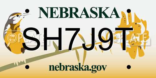 SH7J9T Nebraska License Plate