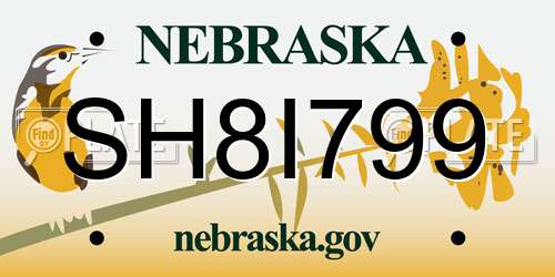 SH8I799 Nebraska License Plate