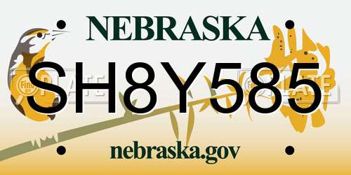SH8Y585 Nebraska License Plate