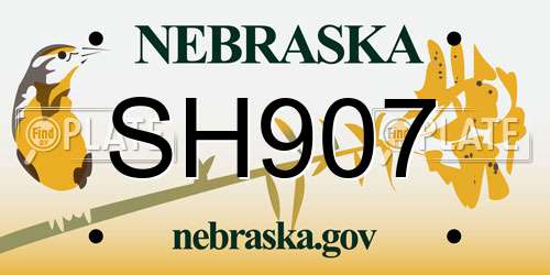 SH907 Nebraska License Plate