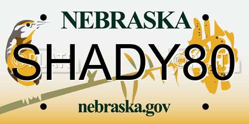 SHADY80 Nebraska License Plate