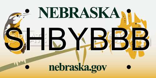 SHBYBBB Nebraska License Plate
