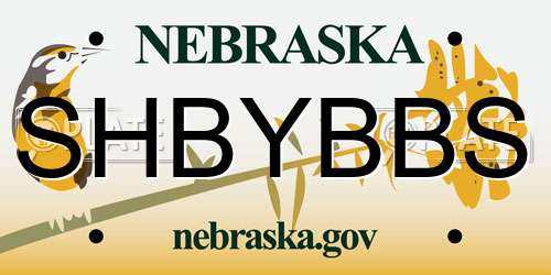 SHBYBBS Nebraska License Plate