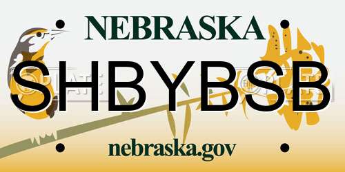 SHBYBSB Nebraska License Plate