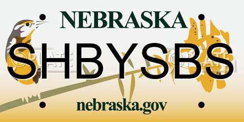 SHBYSBS Nebraska License Plate