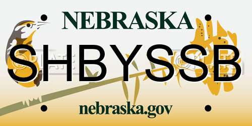 SHBYSSB Nebraska License Plate