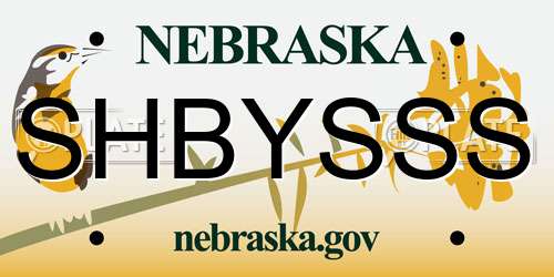 SHBYSSS Nebraska License Plate