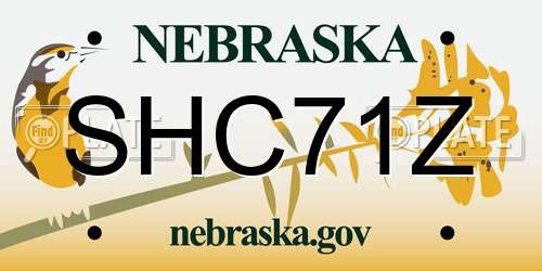 SHC71Z Nebraska License Plate