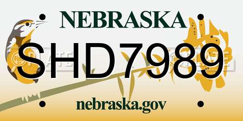 SHD7989 Nebraska License Plate