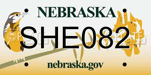 SHE082 Nebraska License Plate