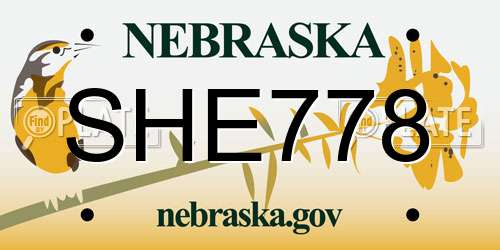 SHE778 Nebraska License Plate