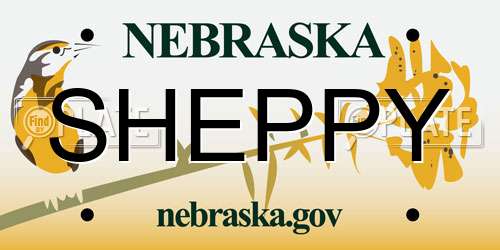 SHEPPY Nebraska License Plate