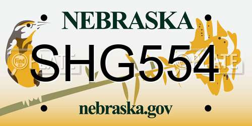 SHG554 Nebraska License Plate